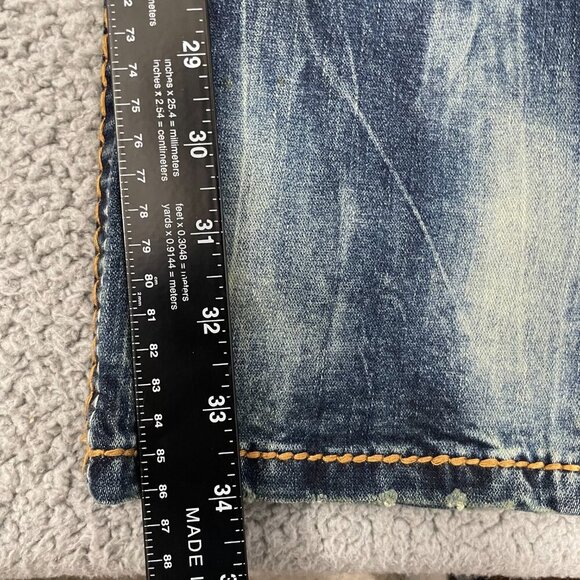 Rock Revival Rand Taper Jeans Men 36x34 Blue Tie Dye Studded Stretch Denim - Picture 10 of 12